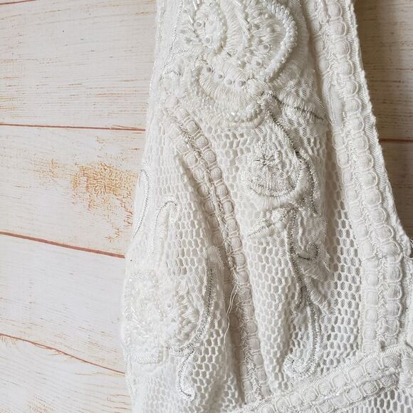 Not So Serious by Pallavi Mohan Deep V-Neck Mini Dress Sleeveless White Small - Picture 8 of 15